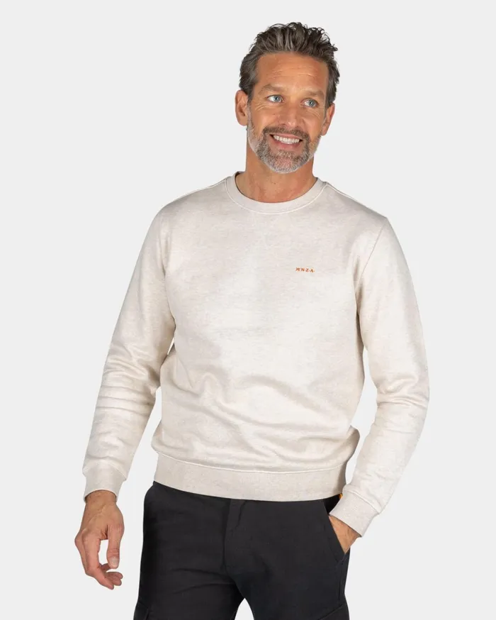 NZA New Zealand Auckland Sweatshirts Ecru Crew Neck Sweater 8211 Powder Sand 8211 Men