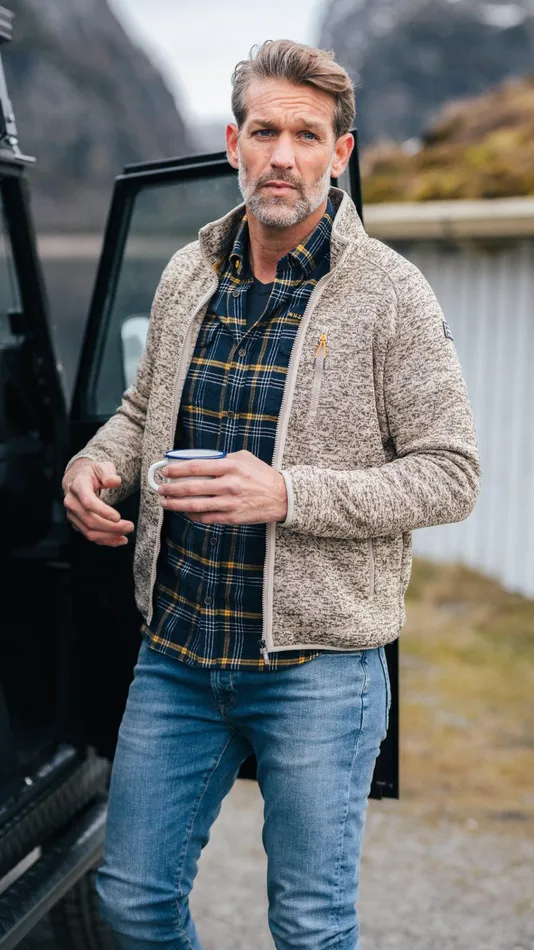 NZA New Zealand Auckland Sweatshirts Light Brown Fleece Cardigan 8211 Chestnut 8211 Men