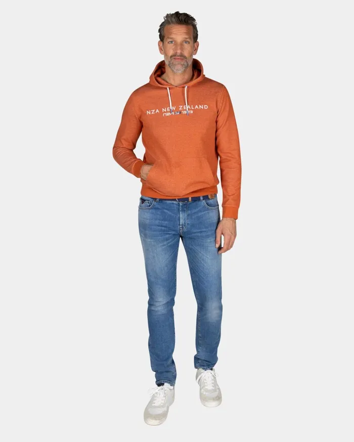 NZA New Zealand Auckland Sweatshirts Orange Hoodie With Chest Text 8211 Almond Orange 8211 Men