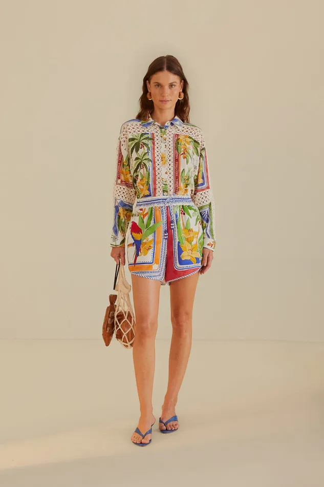 OffWhite Tropical Destination Lenzing Ecovero Euroflax Shorts Women Farm Rio Shorts