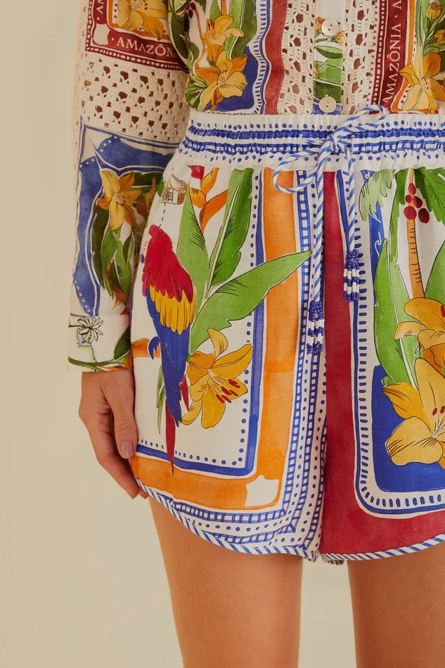 OffWhite Tropical Destination Lenzing Ecovero Euroflax Shorts Women Farm Rio Shorts