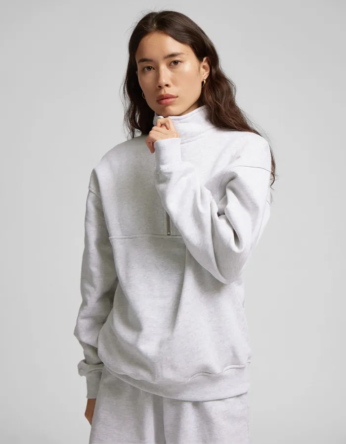 Organic Quarter Zip 8211 Bubblegum Pink Women Quarter Zips Colorfulstandard