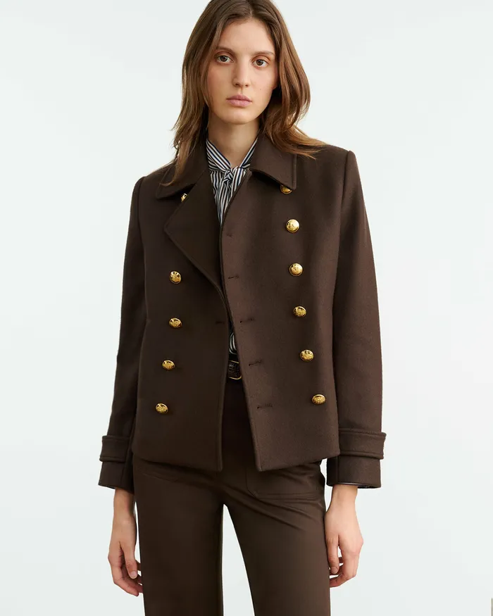 ORNELLA PEACOAT Cocoa Coats and Outerwear Nili Lotan Women