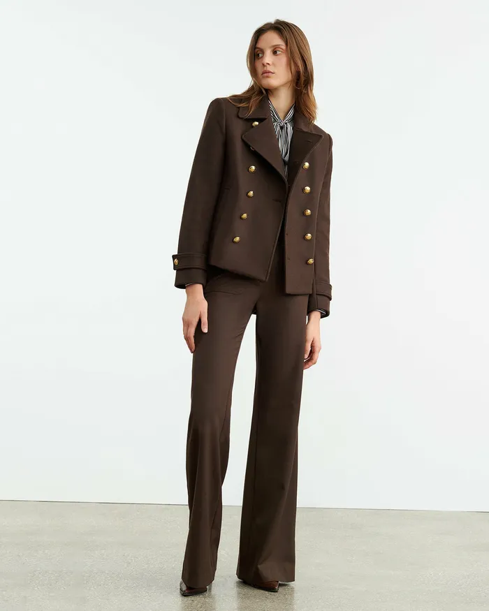 ORNELLA PEACOAT Cocoa Coats and Outerwear Nili Lotan Women