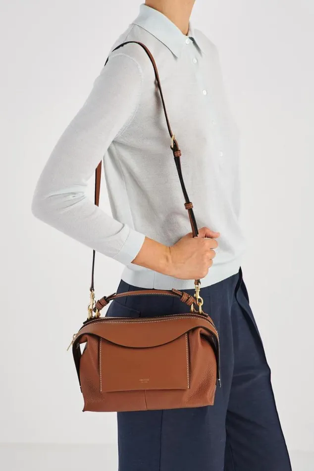 Oroton Crossbody Mica Small Bowler Brandy 8211 Women