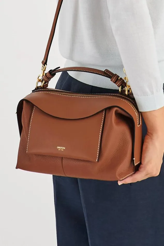 Oroton Crossbody Mica Small Bowler Brandy 8211 Women