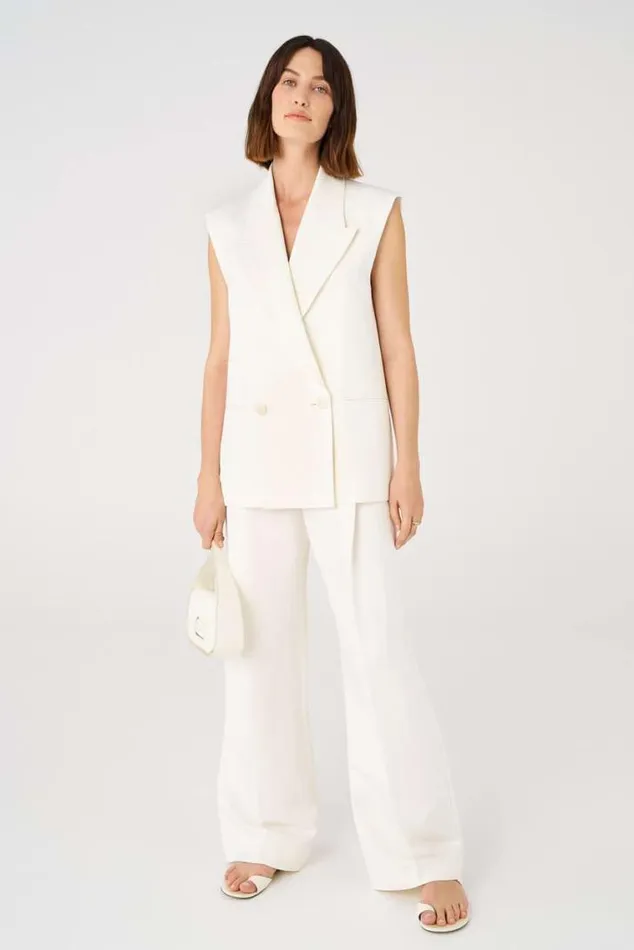 Oroton Jackets and Outerwear Sleeveless Waiter039s Jacket Cream 8211 Women