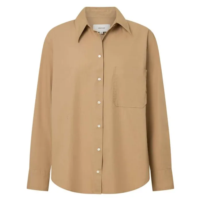 Oroton Sets Poplin Long Sleeve Shirt Camel 8211 Women