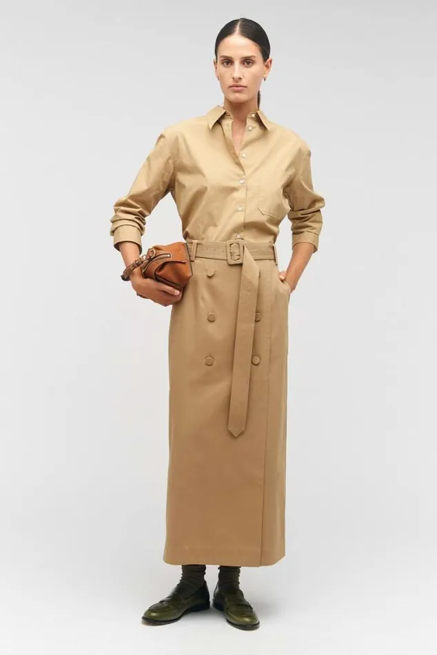 Oroton Sets Poplin Long Sleeve Shirt Camel 8211 Women