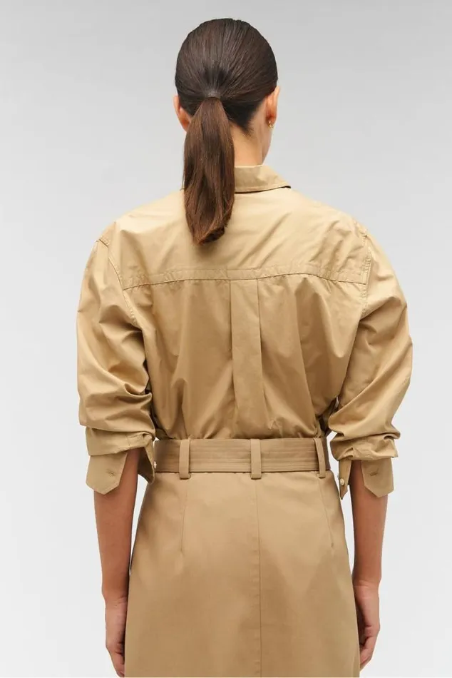 Oroton Sets Poplin Long Sleeve Shirt Camel 8211 Women