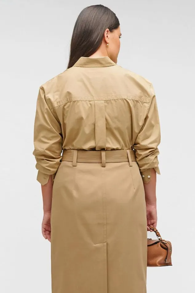 Oroton Sets Poplin Long Sleeve Shirt Camel 8211 Women
