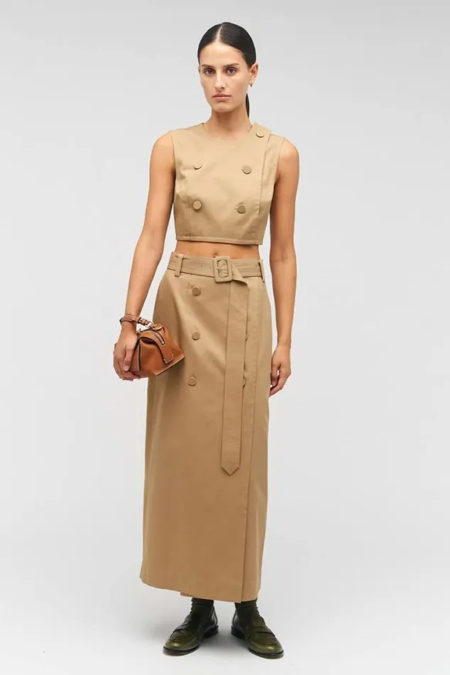 Oroton Sets Sleeveless Utility Top Dark Camel 8211 Women
