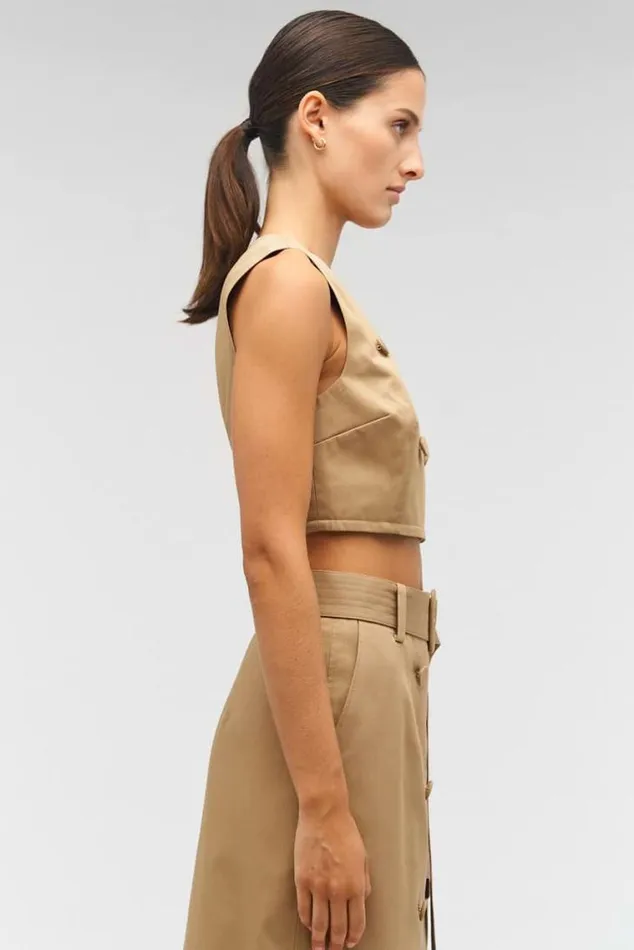 Oroton Sets Sleeveless Utility Top Dark Camel 8211 Women