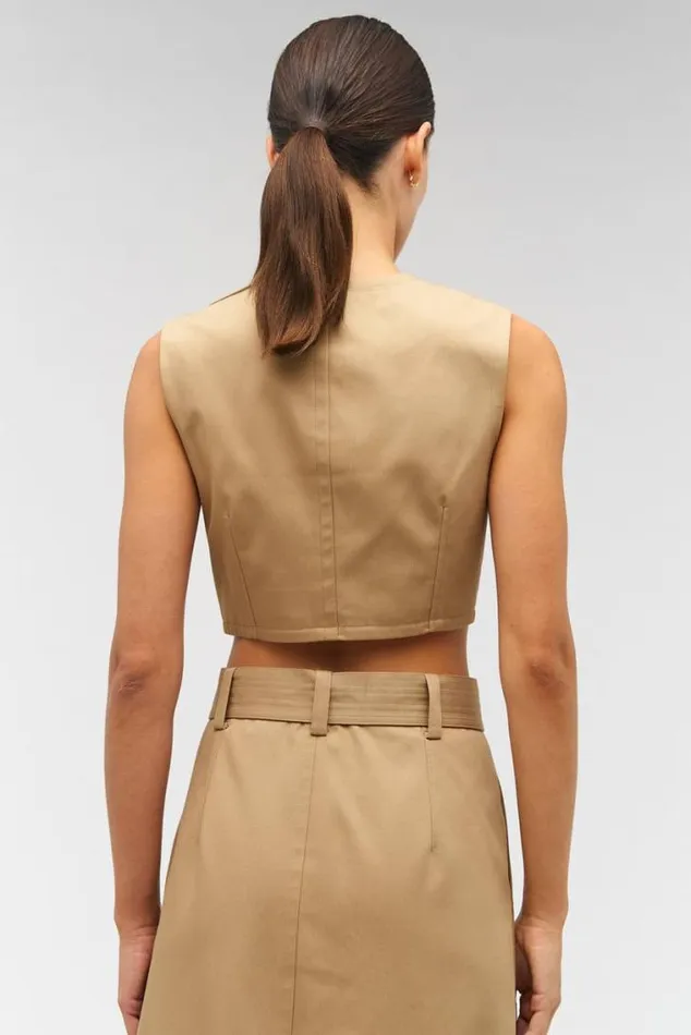 Oroton Sets Sleeveless Utility Top Dark Camel 8211 Women
