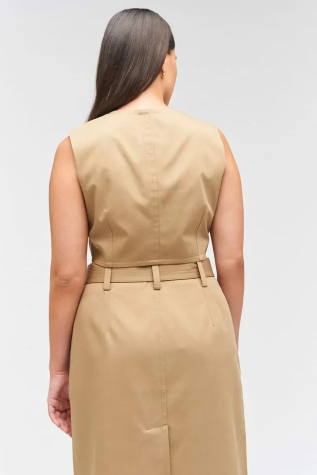 Oroton Sets Sleeveless Utility Top Dark Camel 8211 Women