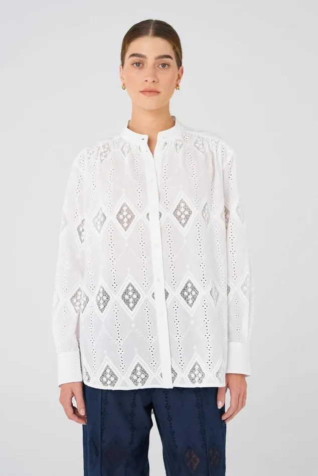 Oroton Tops Diamond Lace Tunic White 8211 Women