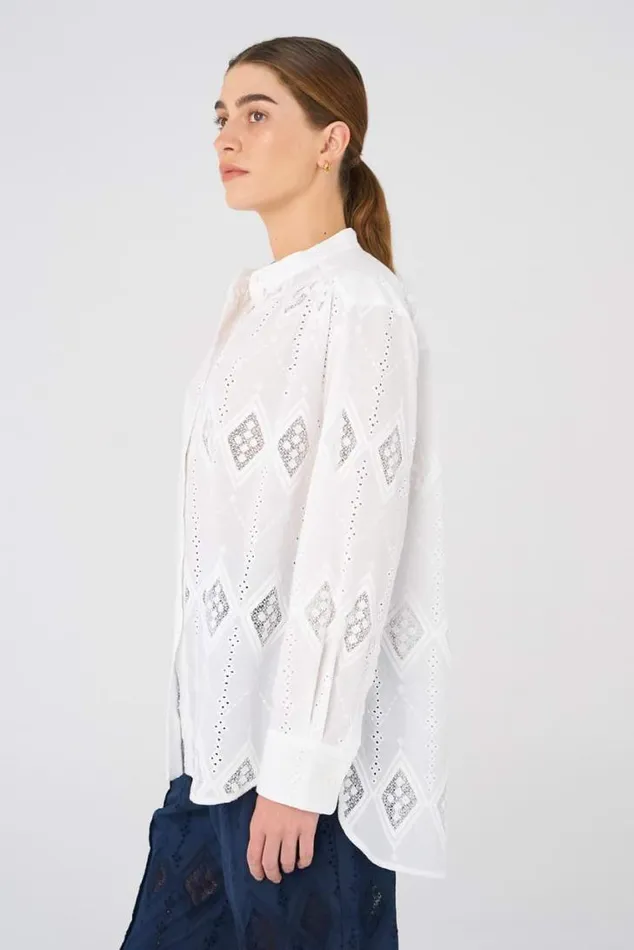Oroton Tops Diamond Lace Tunic White 8211 Women