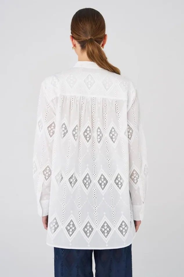 Oroton Tops Diamond Lace Tunic White 8211 Women