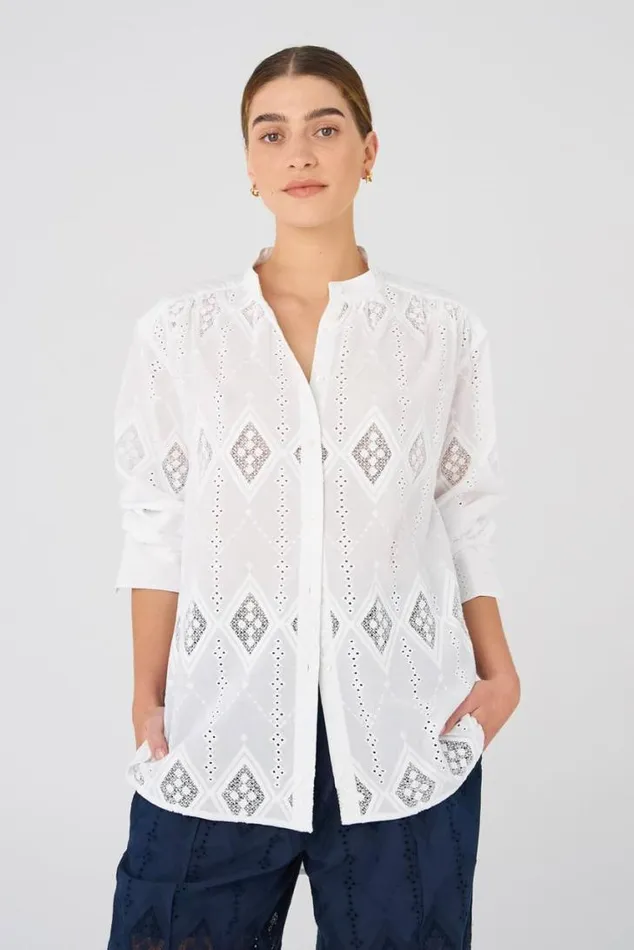 Oroton Tops Diamond Lace Tunic White 8211 Women