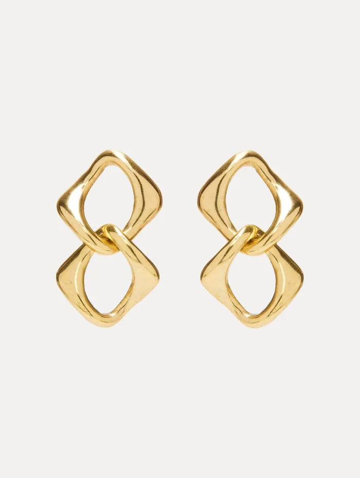 Oscar De La Renta Chain Link Earrings Gold Women Earrings