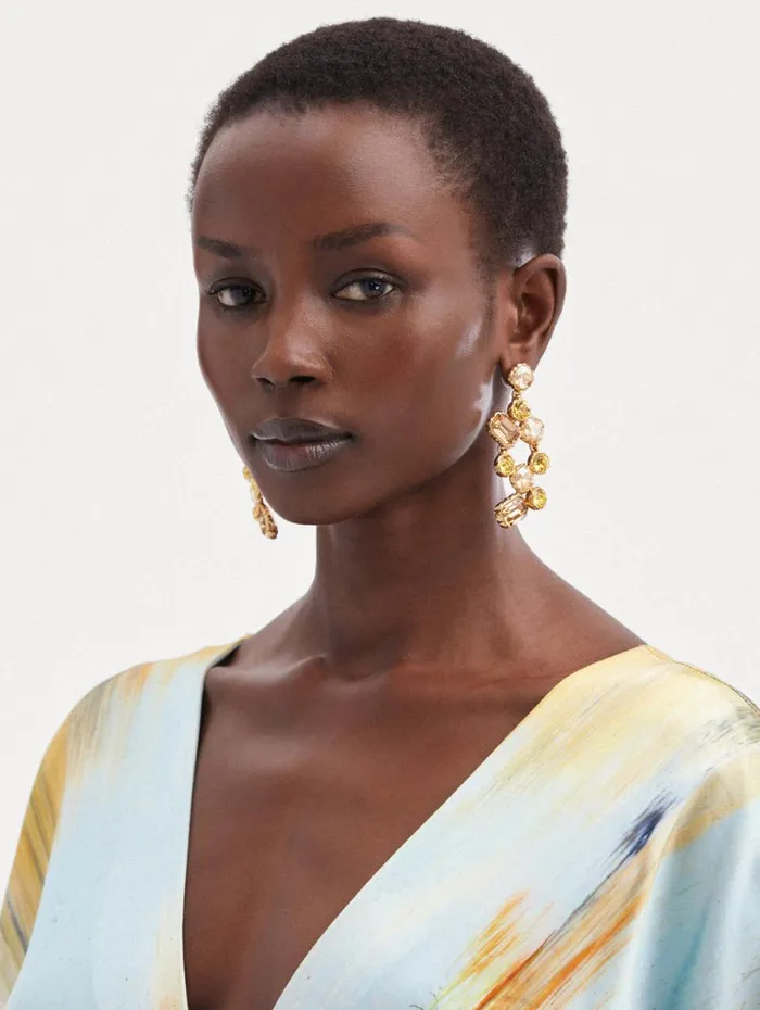 Oscar De La Renta Crystal Scramble Earrings Topaz Multi Women Earrings Oscar De La Renta Crystal Scramble Earrings Topaz Multi Women Earrings