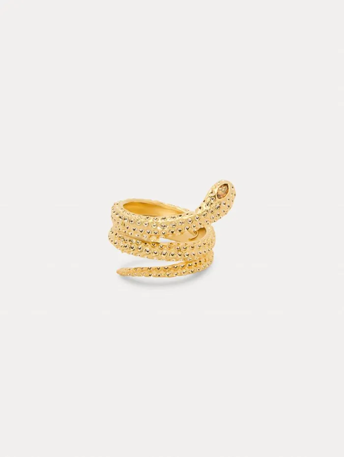 Oscar De La Renta Crystal Snake Ring Gold Women Rings