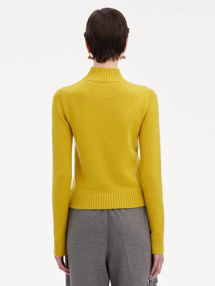 Oscar De La Renta O Flower Mock Neck Cashmere Pullover Ginger Women Blouses and Knits Oscar De La Renta O Flower Mock Neck Cashmere Pullover Ginger Women Blouses and Knits