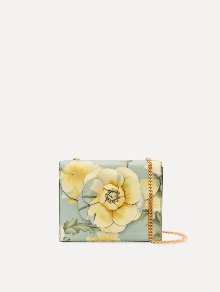 Oscar De La Renta Poppy Printed Mini TRO Bag Yellow Multi Women Handbags