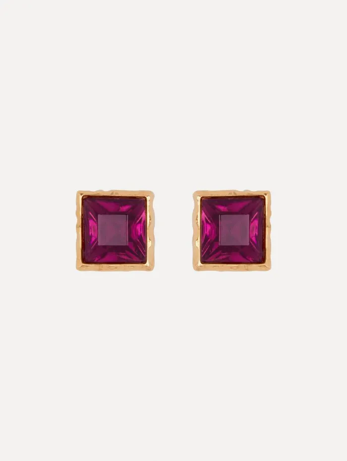 Oscar De La Renta Square Crystal Earrings Amethyst Women Earrings