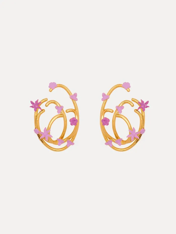 Oscar De La Renta Tangled O Floral Earrings Rose Women Earrings