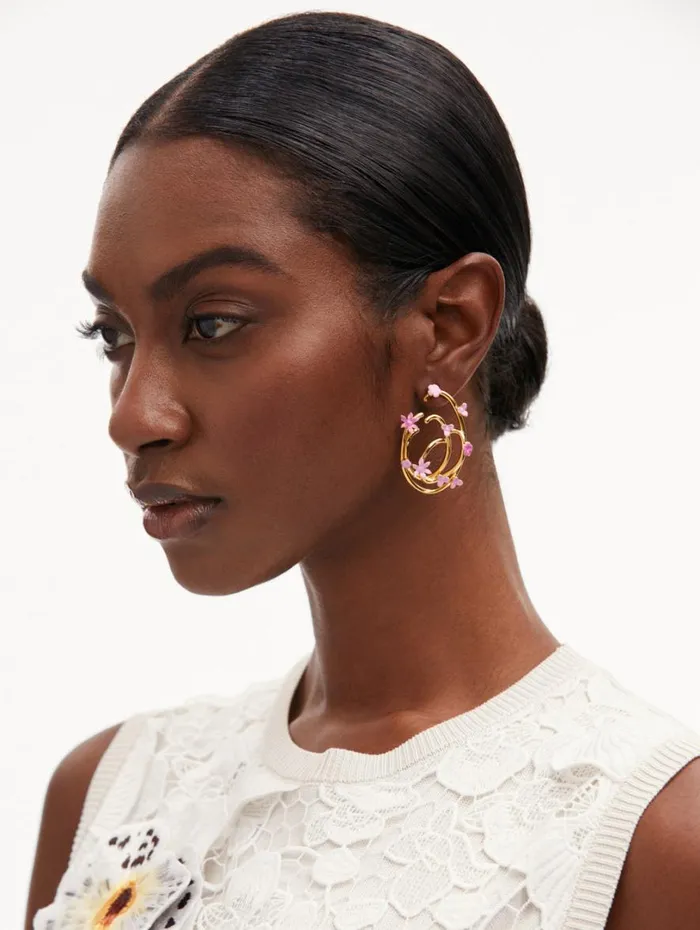 Oscar De La Renta Tangled O Floral Earrings Rose Women Earrings