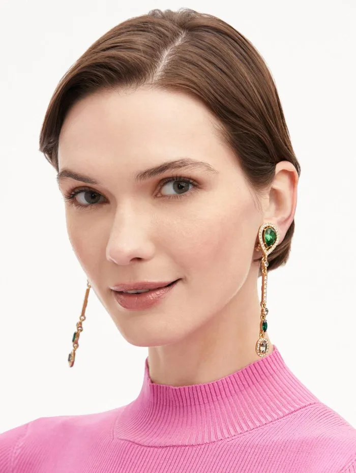 Oscar De La Renta Teardrop Strand ClipOn Earrings Green Multi Women Earrings Oscar De La Renta Teardrop Strand ClipOn Earrings Green Multi Women Earrings