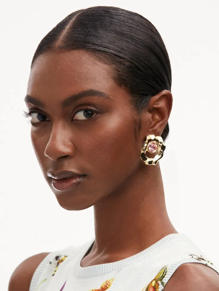 Oscar De La Renta Textured Metal Earrings Rose Women Earrings Oscar De La Renta Textured Metal Earrings Rose Women Earrings