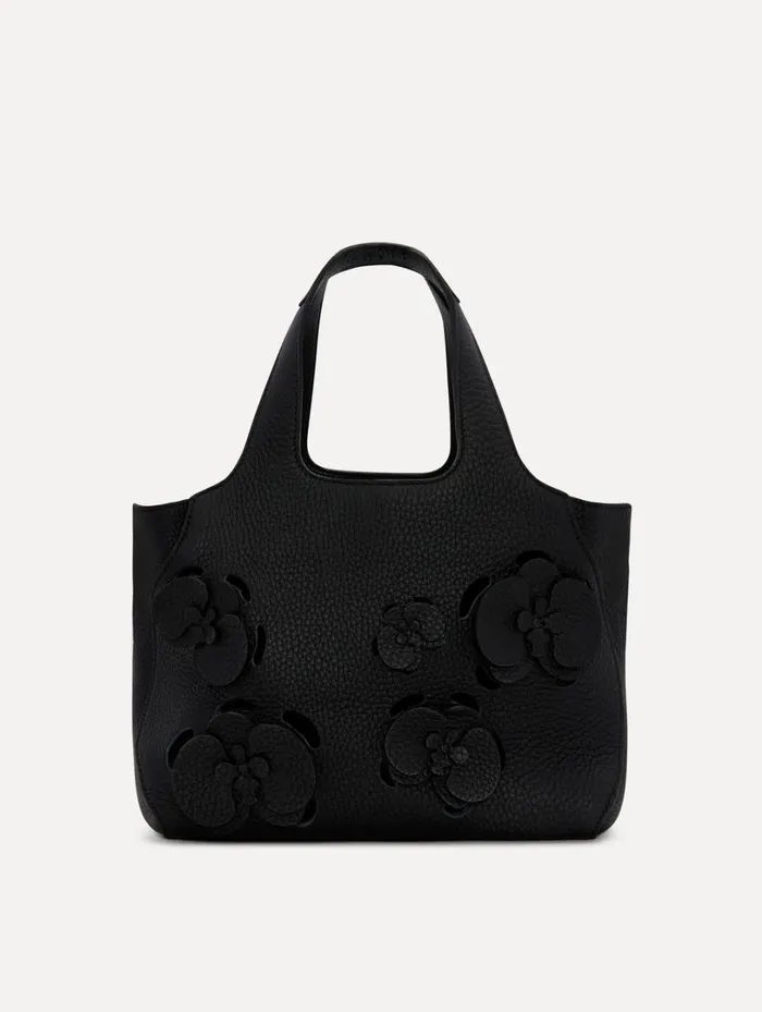 Oscar De La Renta The LaserCut Orchid Mini Topaz Black Women Handbags