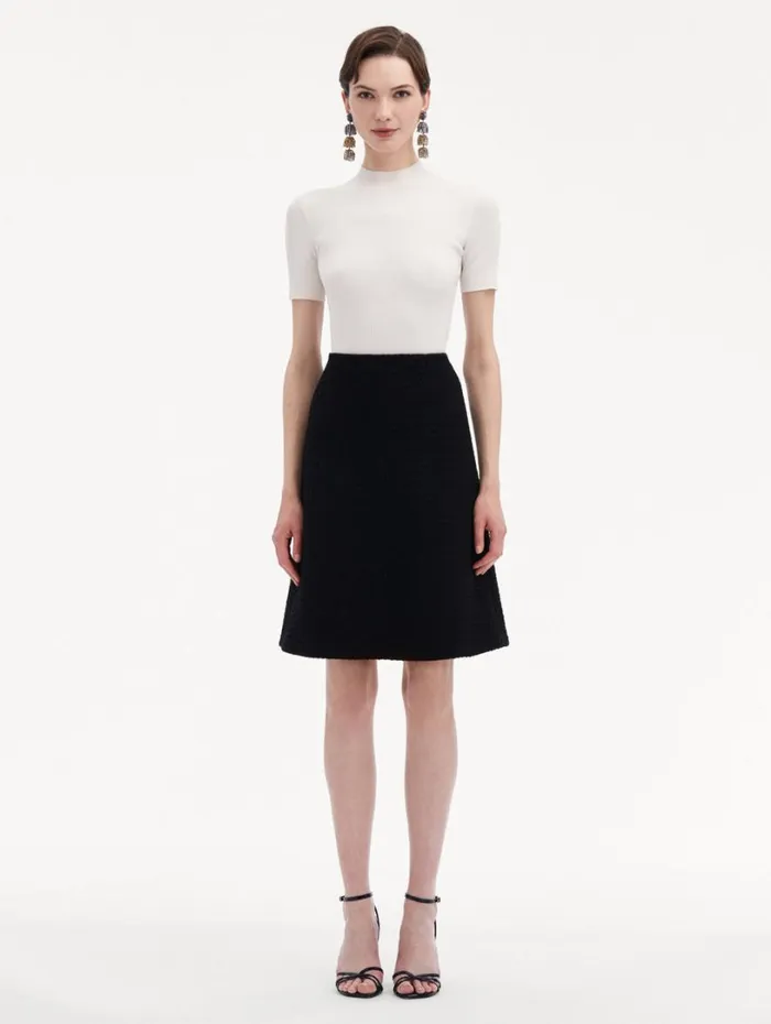 Oscar De La Renta Wool Tweed Skirt Black Women Pants and Skirts Oscar De La Renta Wool Tweed Skirt Black Women Pants and Skirts