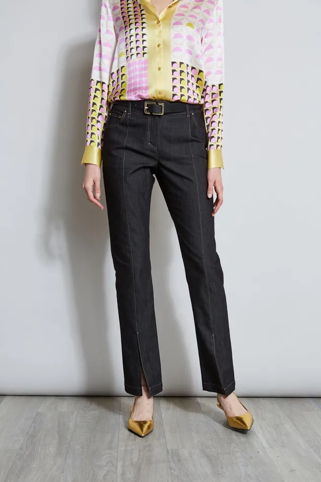 Outlet 8211 Women Bottoms Elie Tahari Denim Slit Front Jeans Black