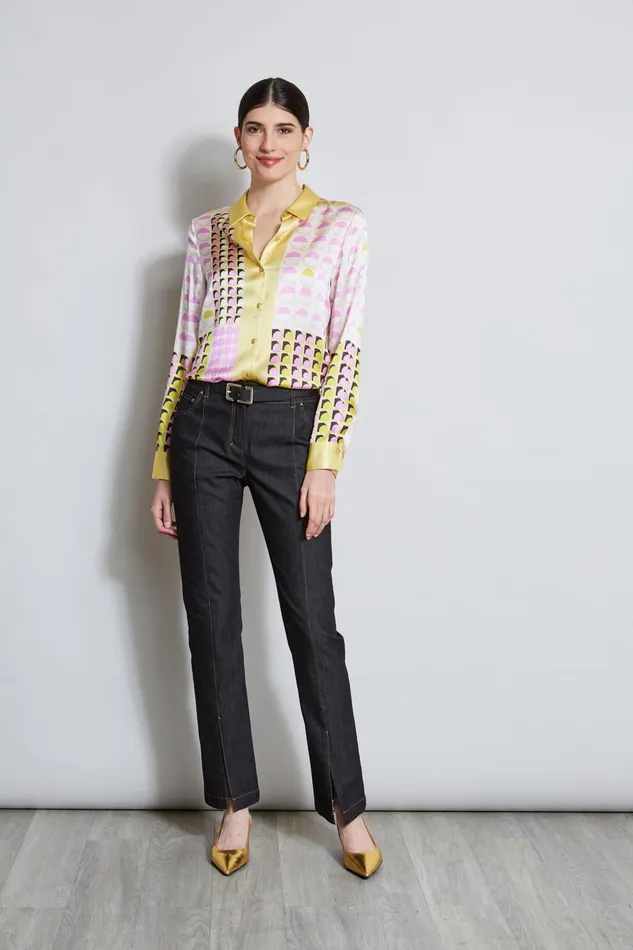 Outlet 8211 Women Bottoms Elie Tahari Denim Slit Front Jeans Black