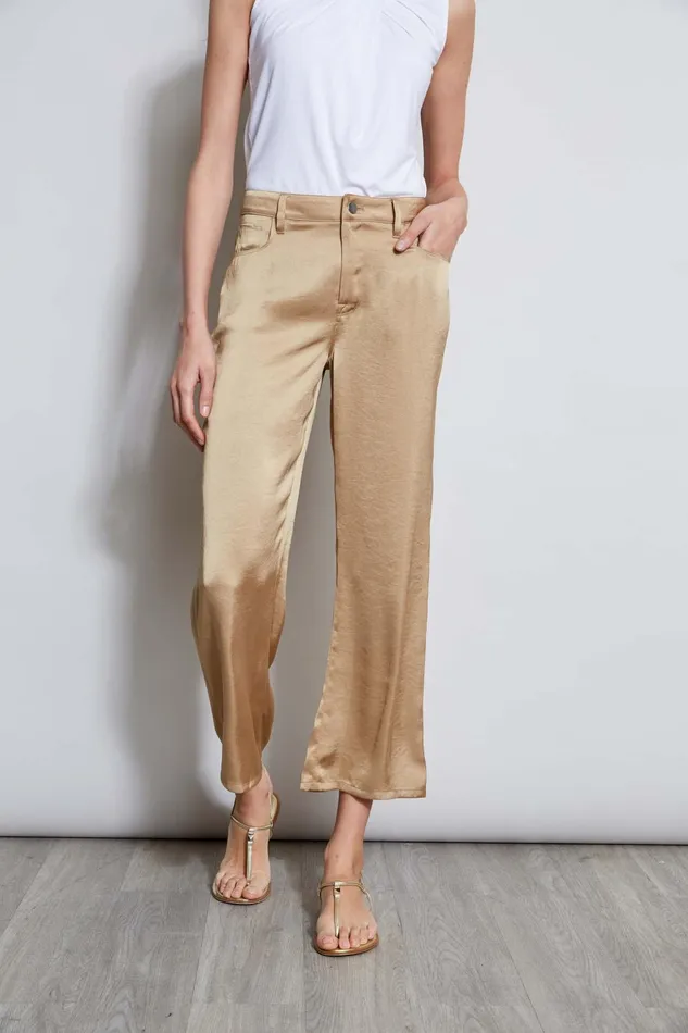 Outlet 8211 Women Bottoms Elie Tahari Washed Satin Fluid Pant Sandcastle