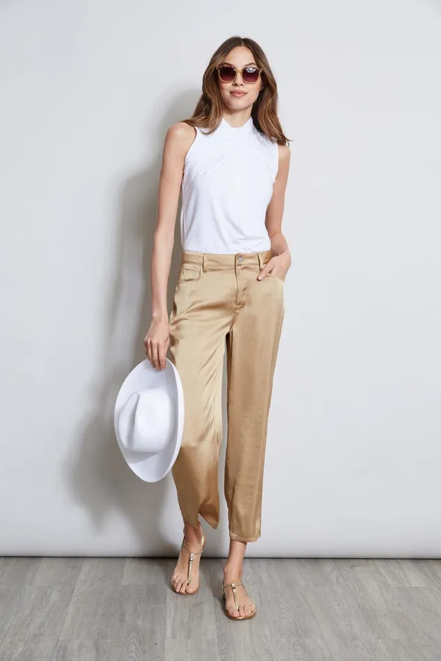 Outlet 8211 Women Bottoms Elie Tahari Washed Satin Fluid Pant Sandcastle