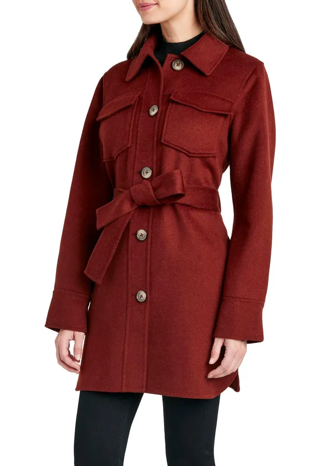 Outlet 8211 Women Coats Elie Tahari Tahari Wool Blend Shirt Jacket Redwood