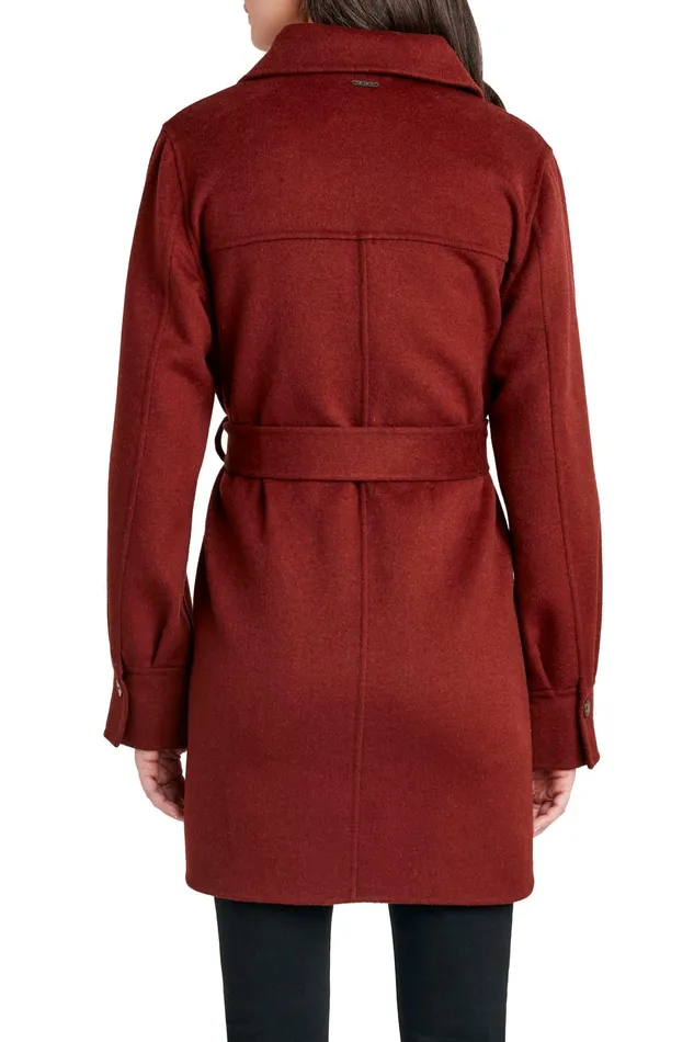 Outlet 8211 Women Coats Elie Tahari Tahari Wool Blend Shirt Jacket Redwood