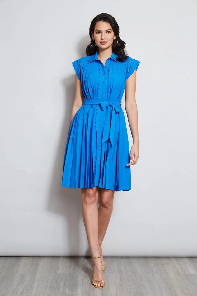 Outlet 8211 Women Dresses and Jumpsuits Elie Tahari Pleated Scallop Dress Blue Ivy