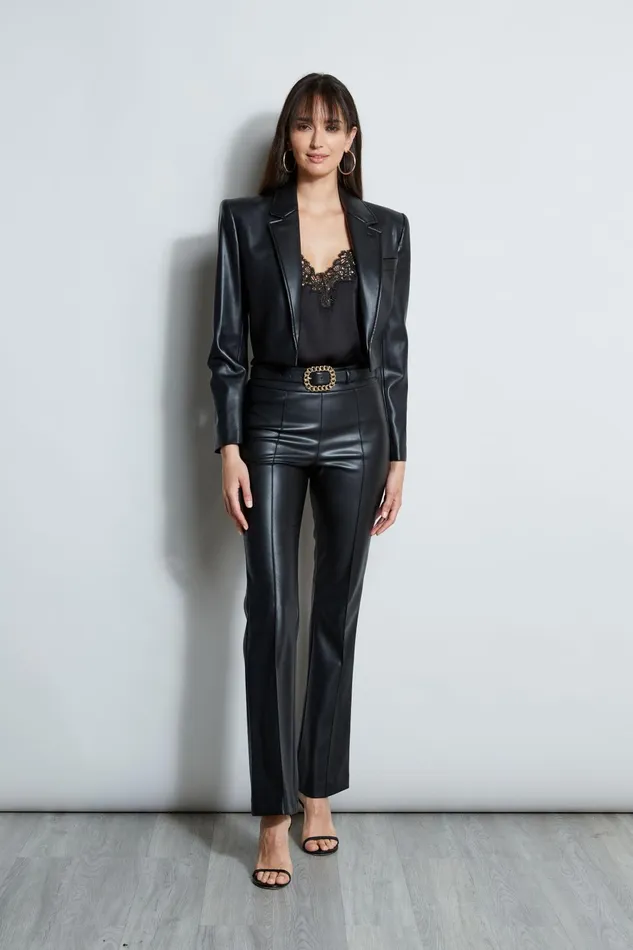 Outlet 8211 Women Jackets and Blazers Elie Tahari Cropped Vegan Leather Jacket Black
