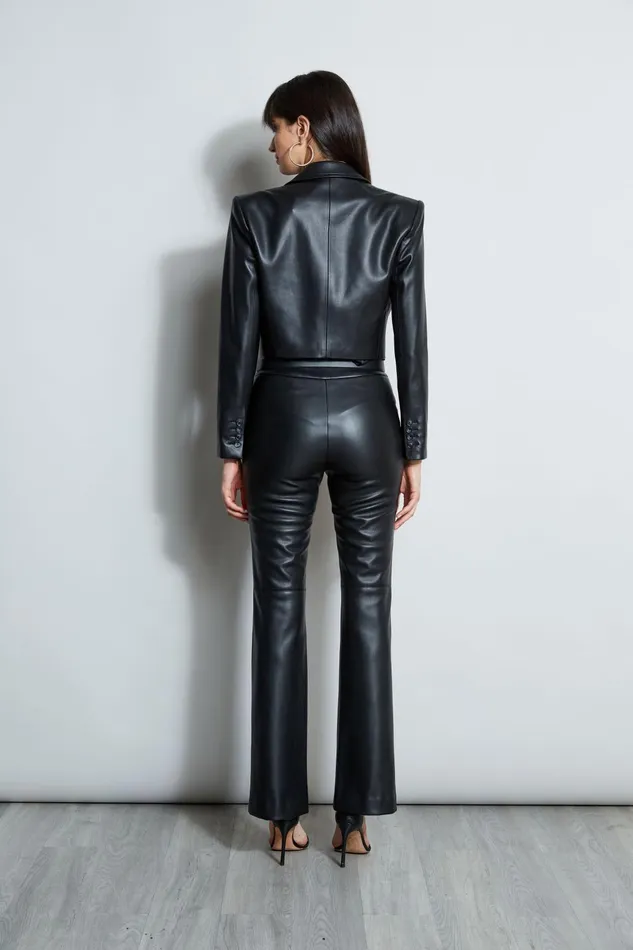 Outlet 8211 Women Jackets and Blazers Elie Tahari Cropped Vegan Leather Jacket Black