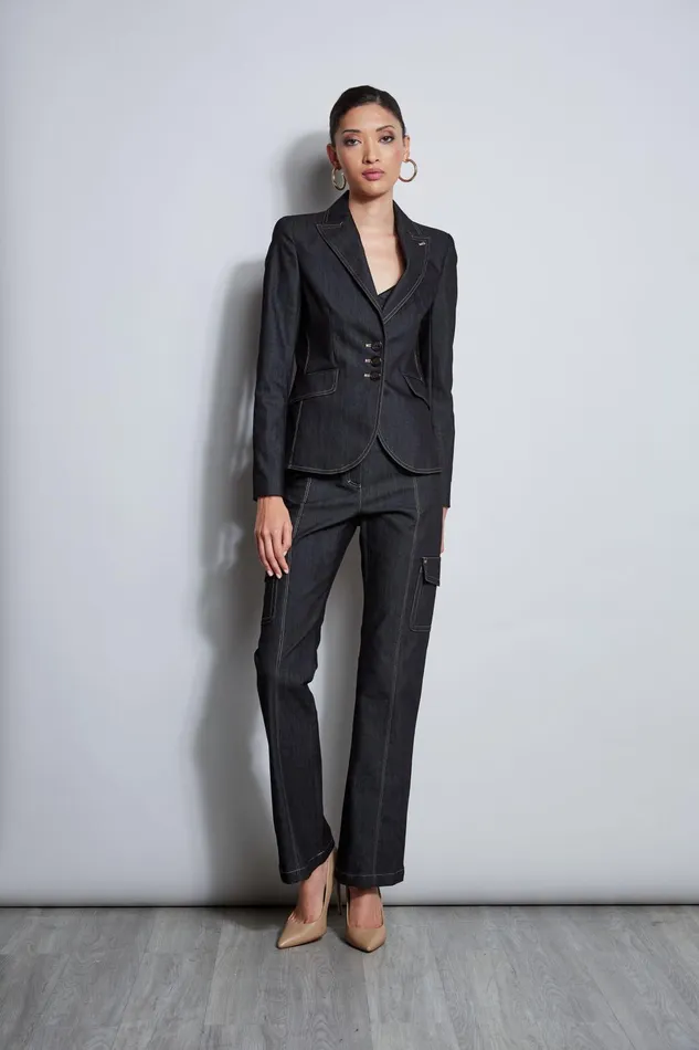Outlet 8211 Women Jackets and Blazers Elie Tahari Denim 3 Button Blazer Black