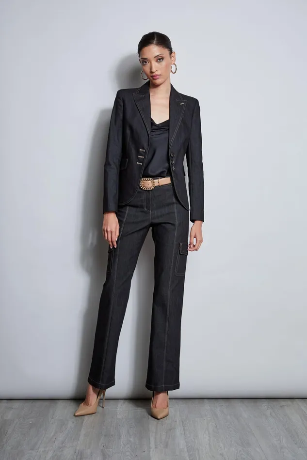 Outlet 8211 Women Jackets and Blazers Elie Tahari Denim 3 Button Blazer Black