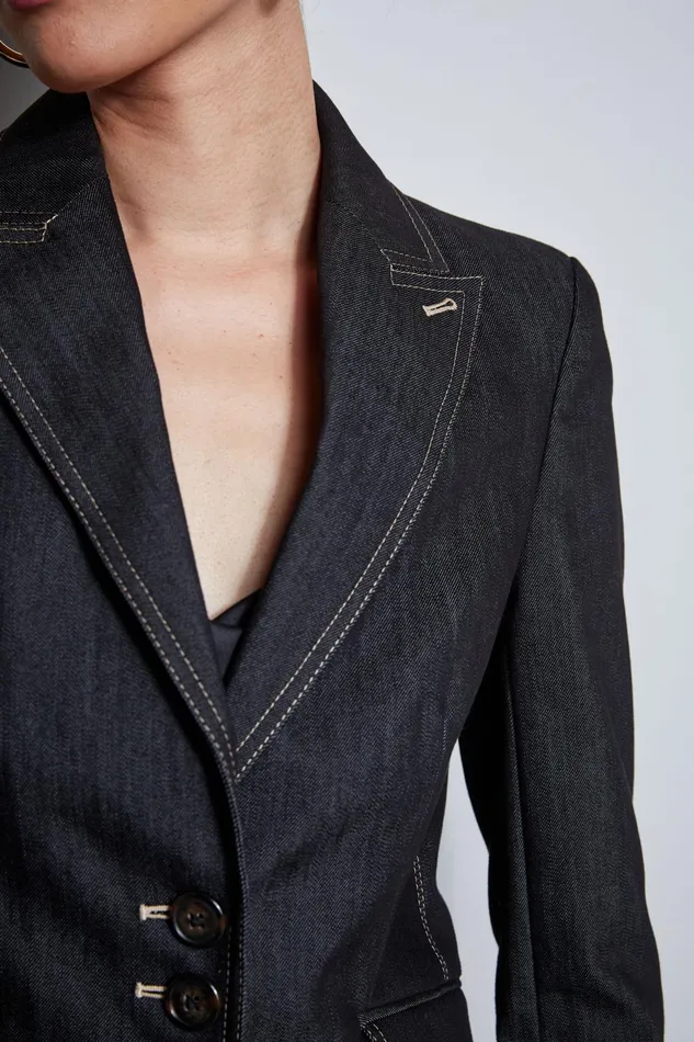Outlet 8211 Women Jackets and Blazers Elie Tahari Denim 3 Button Blazer Black