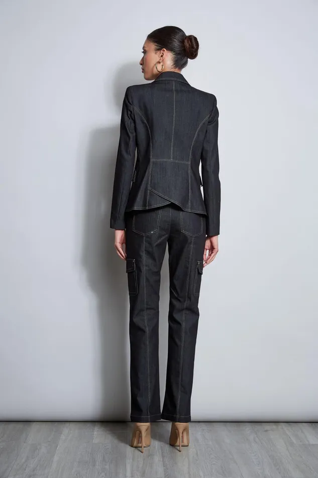 Outlet 8211 Women Jackets and Blazers Elie Tahari Denim 3 Button Blazer Black