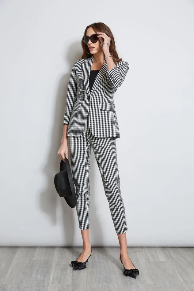 Outlet 8211 Women Jackets and Blazers Elie Tahari Gingham Blazer Blackwhite