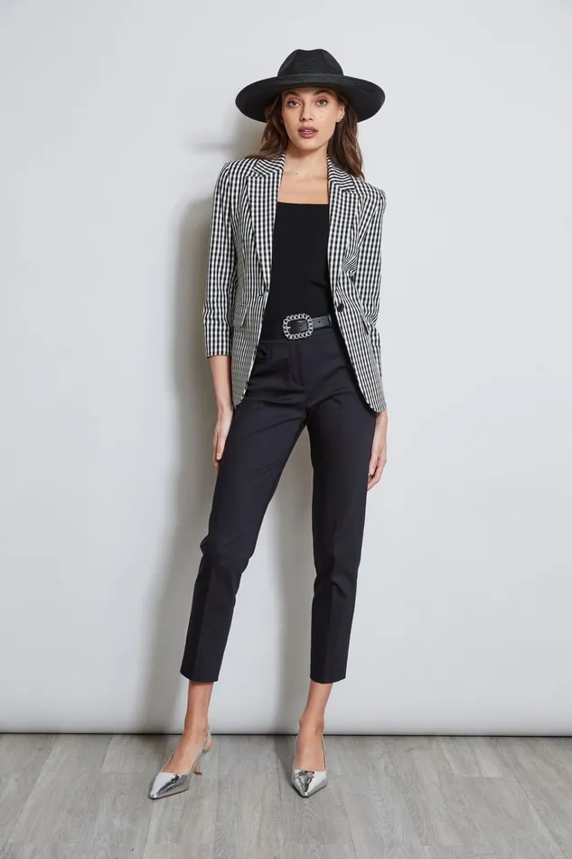 Outlet 8211 Women Jackets and Blazers Elie Tahari Gingham Blazer Blackwhite